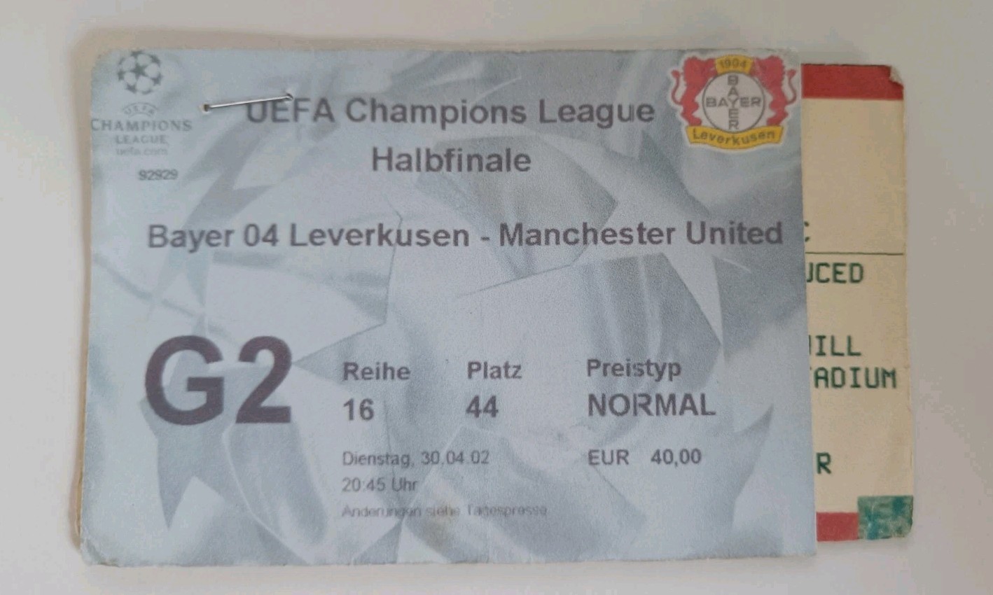 TICKET COLLECTORS: LEVERKUSEN - MANCHESTER UNITED EUROPEAN CUP 2002 AWAY END for sale on Ebay