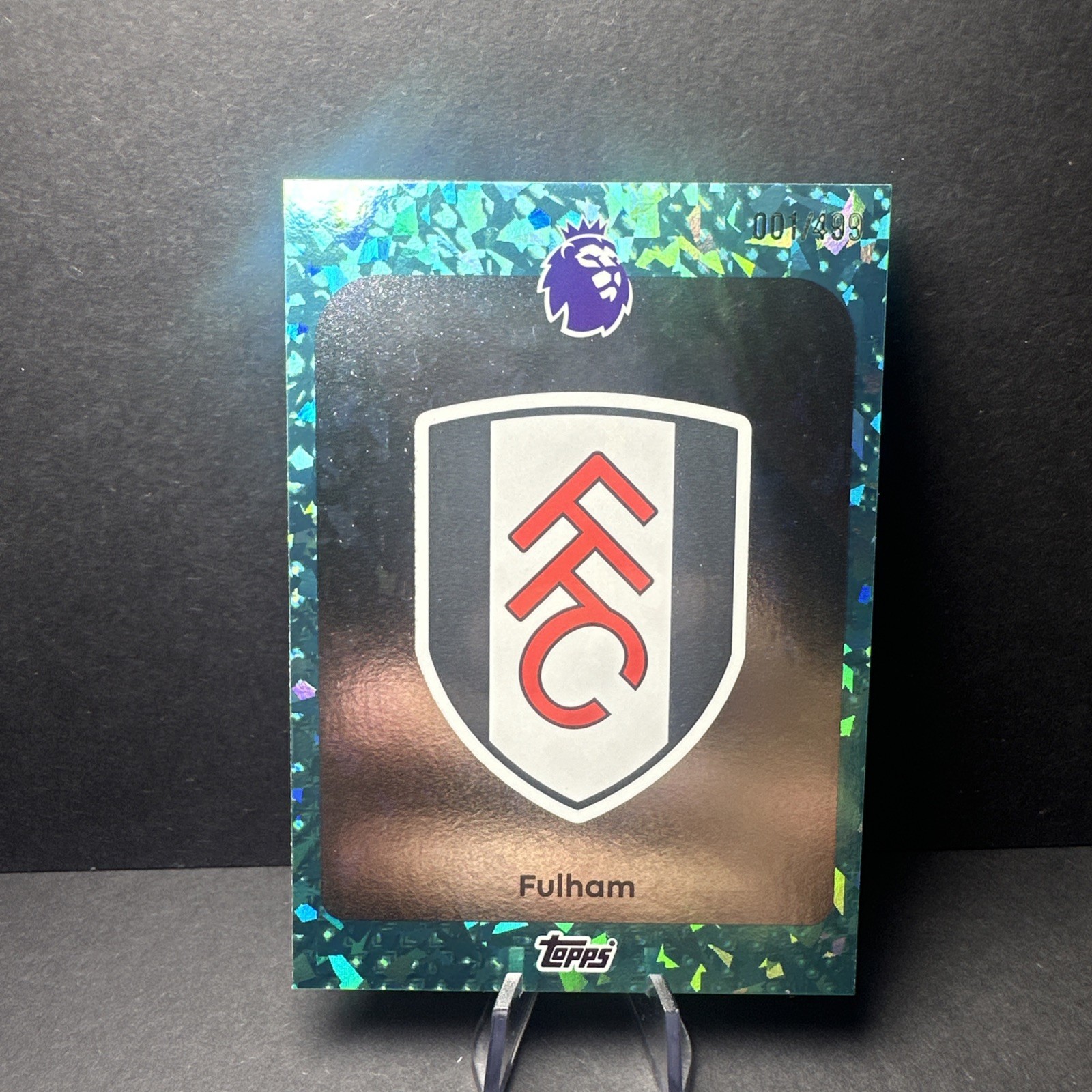 Topps Premier League 2025-26 Fulham Club Badge Aqua Sparkle 01/499 FIRST PRINT for sale on Ebay