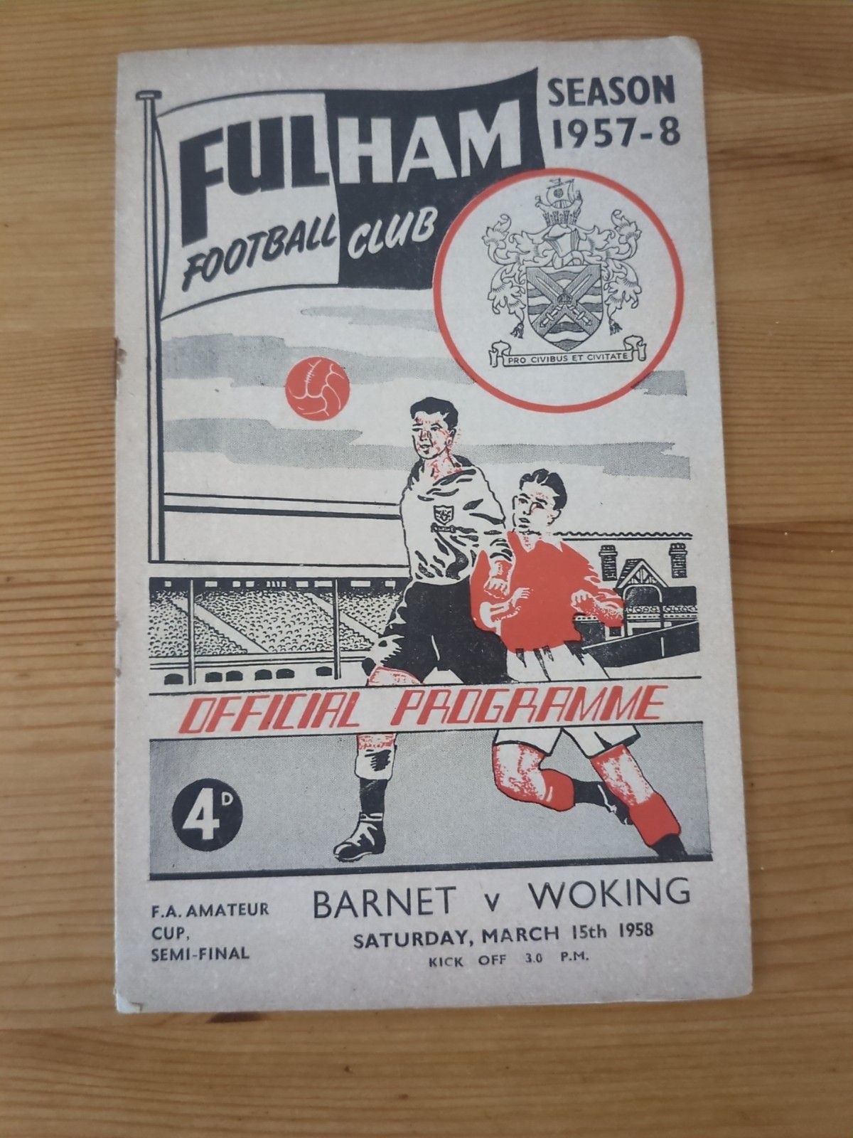 FA AMATEUR CUP SEMI FINAL 1958 Barnet v Woking @ Fulham for sale on Ebay