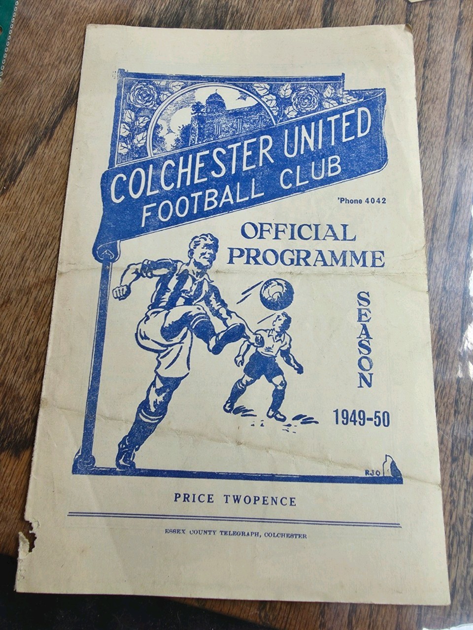COLCHESTER UNITED  v FULHAM BILL BOWER BENEFIT 1949/59 for sale on Ebay