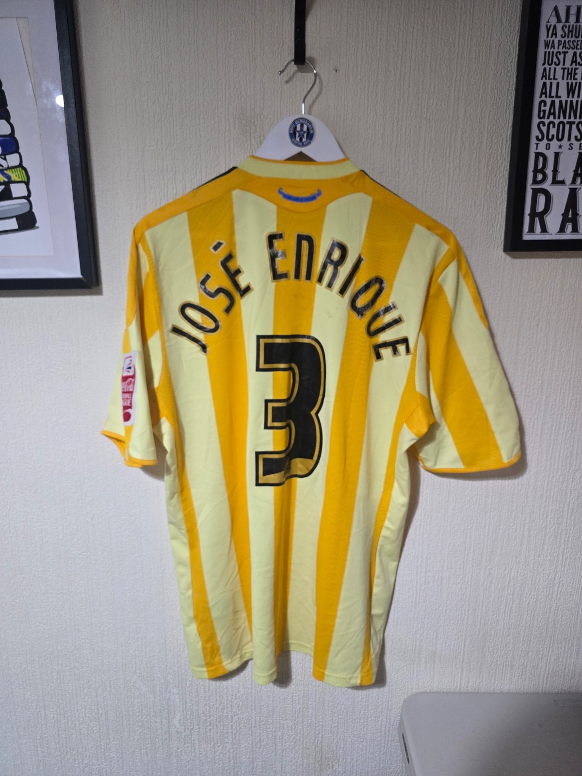 Newcastle United 2009/10 Adidas matchworn away shirt, #3 JOSE ENRIQUE for sale on Ebay
