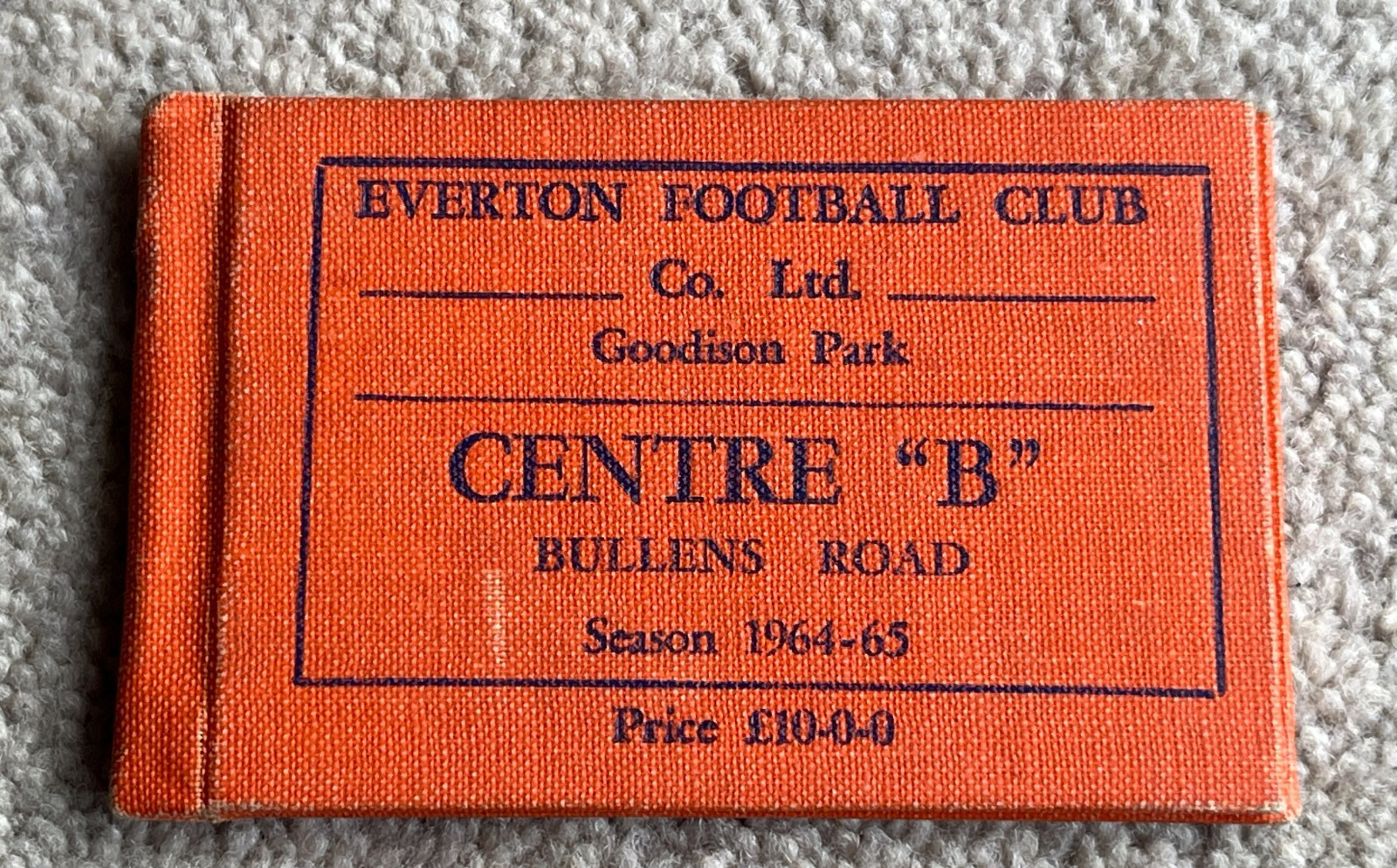 Everton FC 1964-1965 Season Ticket, Centre B Bullens Road for sale on Ebay