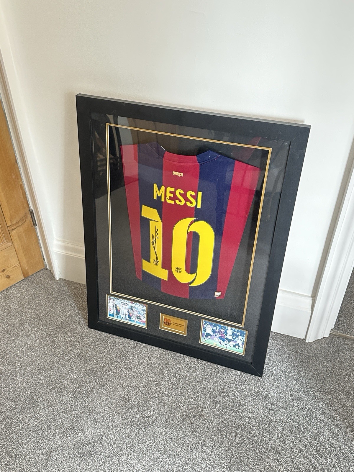 Lionel Messi Signed & Framed Barcelona Shirt With COA  for sale on Ebay