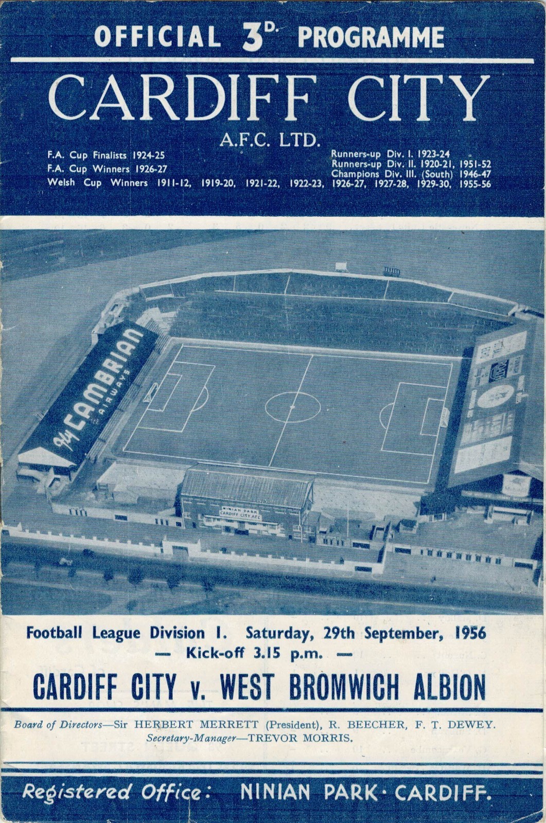 1956-57 CARDIFF CITY v WEST BROMWICH ALBION for sale on Ebay