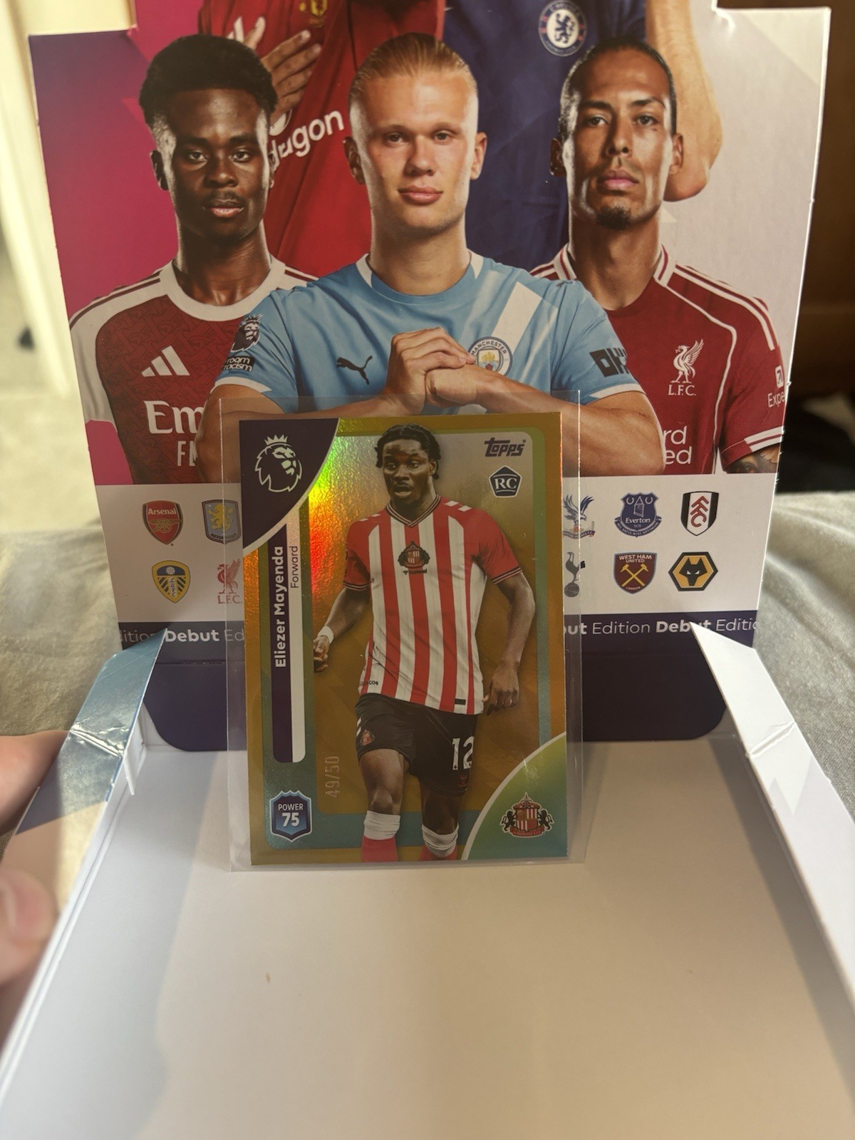 Eliezer Mayenda Topps Premier League 2026 Sunderland Gold Sparkle 49/50 for sale on Ebay