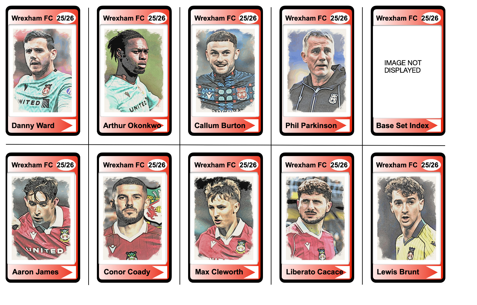 WREXHAM FC - 25/26 ENGLISH CHAMPIONSHIP BASE SET - Trading Cards for sale on Ebay