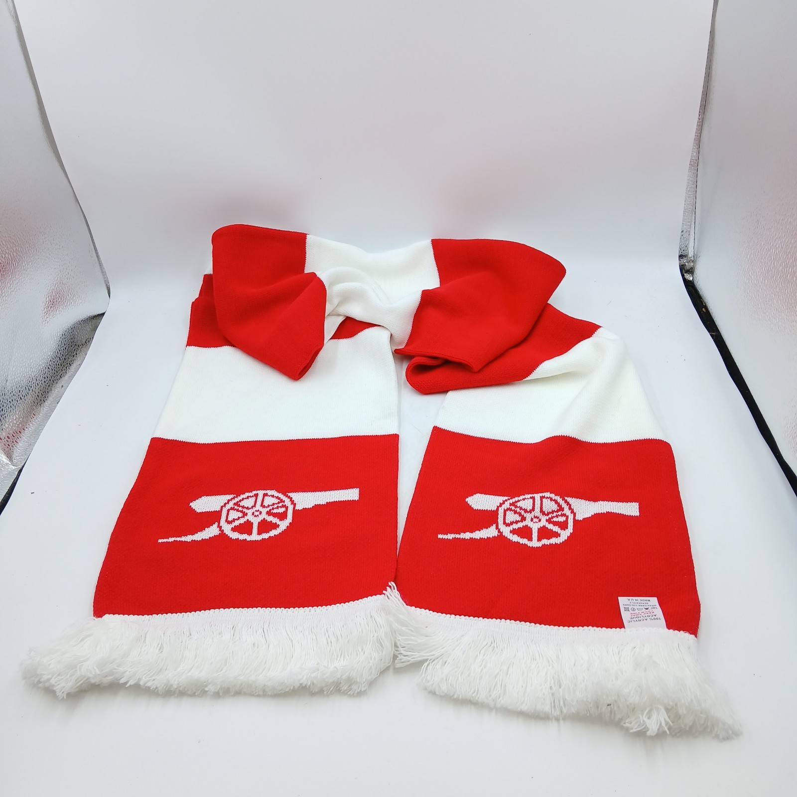 Arsenal Football Club Striped Scarf Fan's Red And White Thick Winter Scarf for sale on Ebay