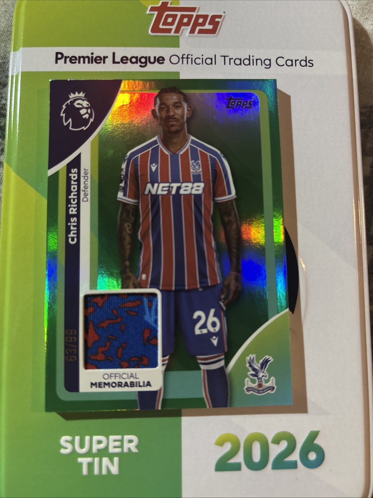 Topps Premier League 2026 Chris Richards Crystal Palace Player Worn Patch 63/99 for sale on Ebay