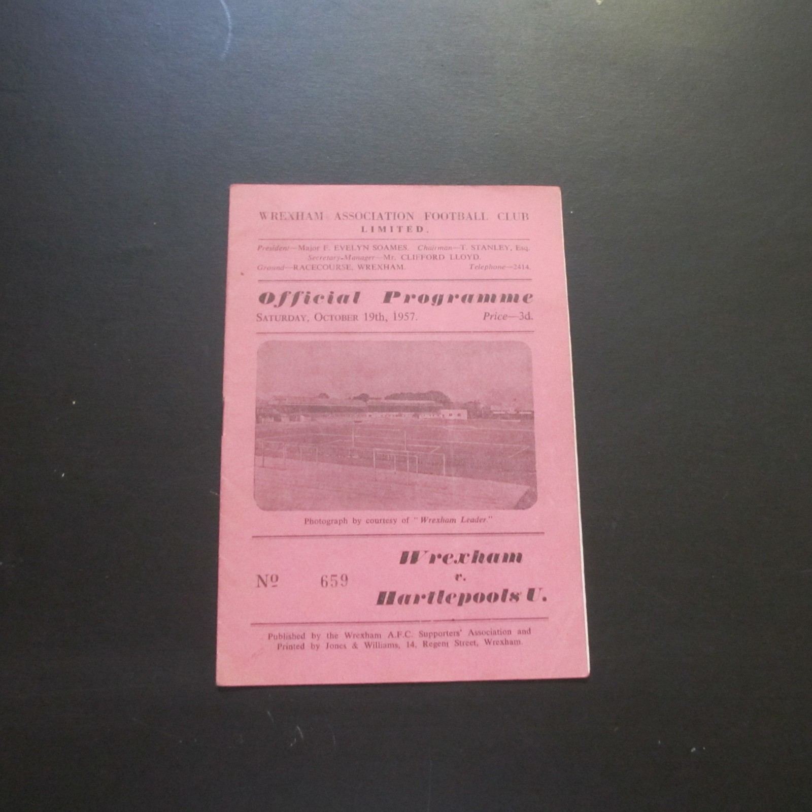 Wrexham v Hartlepools Div 3 North 1957/8 for sale on Ebay
