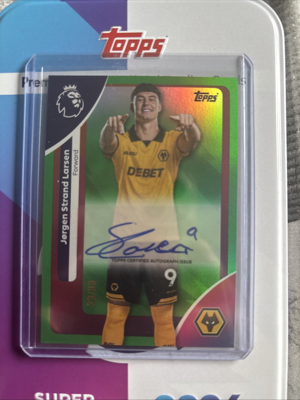 Topps Premier League 2025 Jorgen Strand Larsen Wolves Numbered Signature 28/99 for sale on Ebay