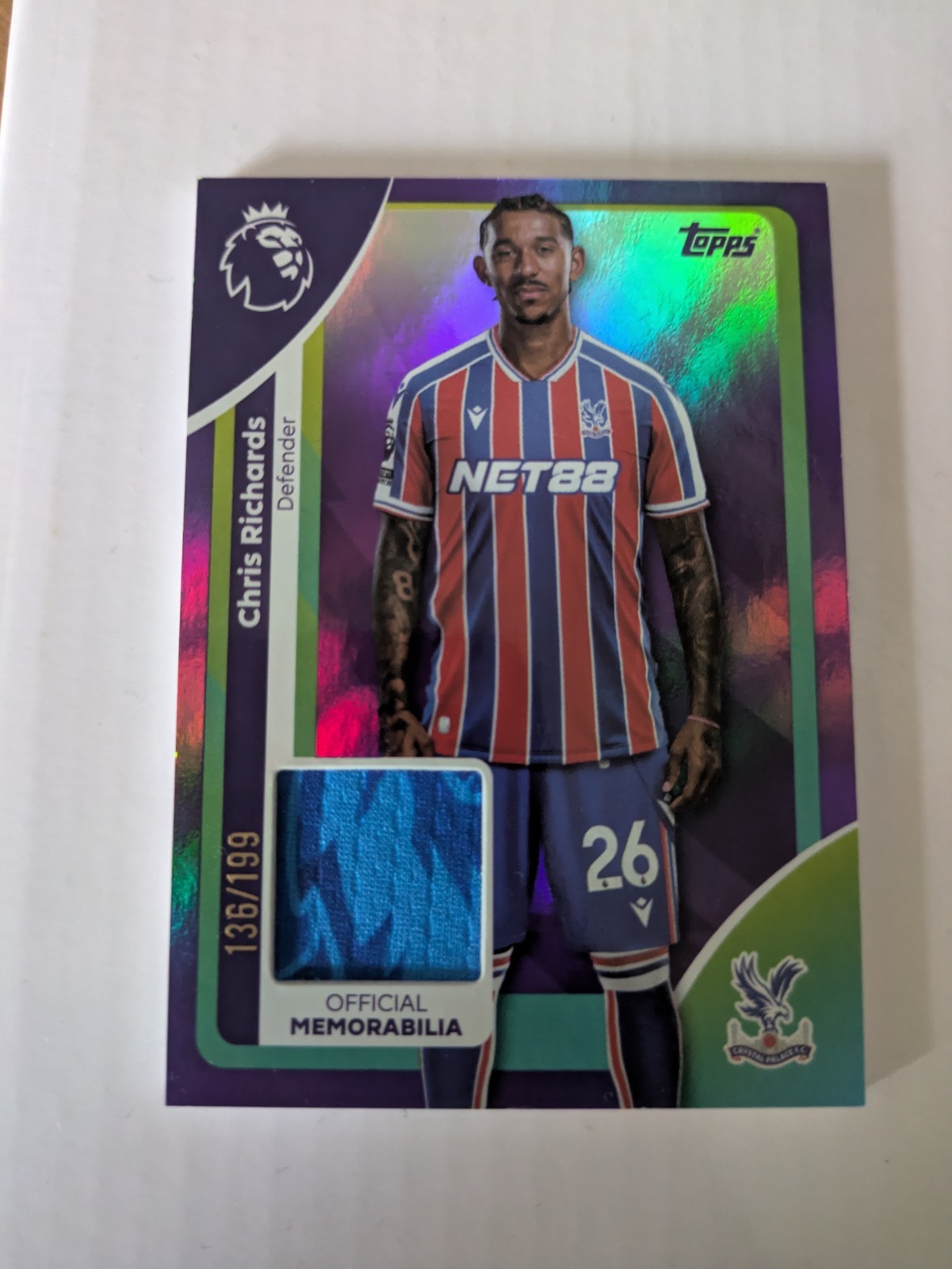 Topps premier League 2026  Chris Richards Crystal Palace Relic Card /199 for sale on Ebay