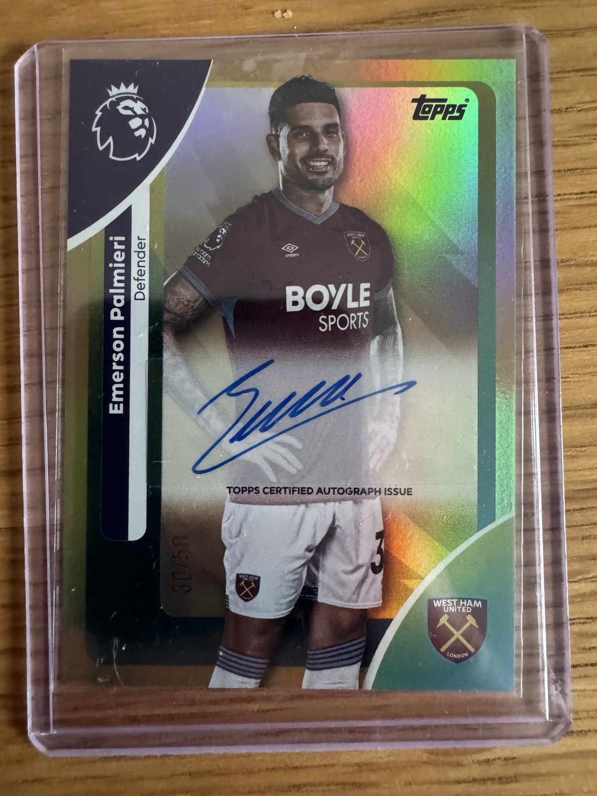 Emerson Palmieri West Ham Auto Card Topps Premier League 2026 /50 for sale on Ebay