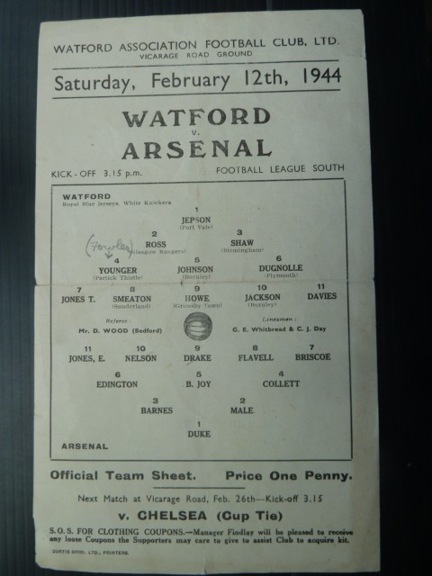 WATFORD  v  Arsenal  43/4. for sale on Ebay