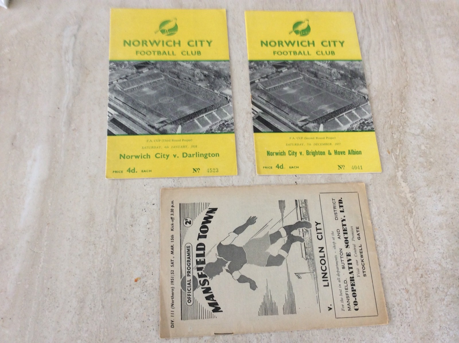 57/58 Norwich City v  Brighton and Hove Albion FAC for sale on Ebay