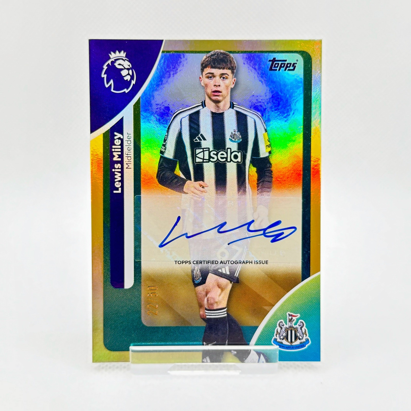 2026 Topps Premier League Lewis Miley Gold Autograph Auto Parallel /50 Newcastle for sale on Ebay