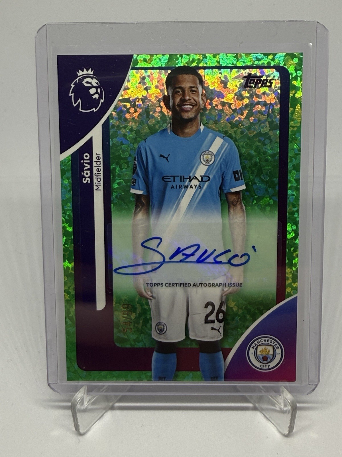 2025/26 Topps Premier League Green Savio Auto Card 54/99 Manchester City for sale on Ebay