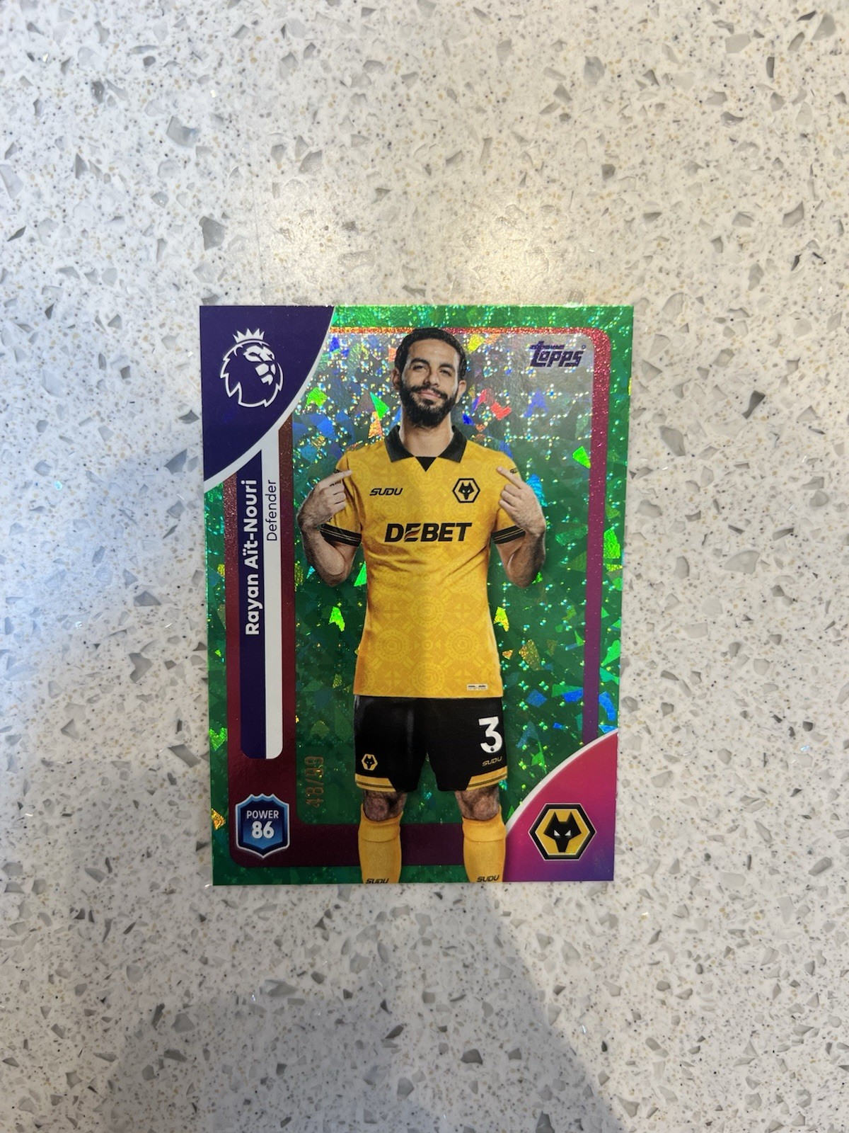 Rayan Ait-Nouri Wolves Topps Premier League Green Sparkle Numbered #48 2026 #99 for sale on Ebay