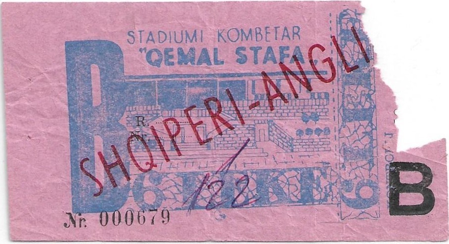 Albania v England 1988/89 World Cup Qualifier ticket for sale on Ebay