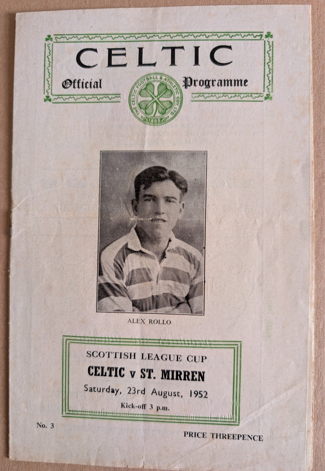 Celtic v St Mirren August 1952 League Cup for sale on Ebay