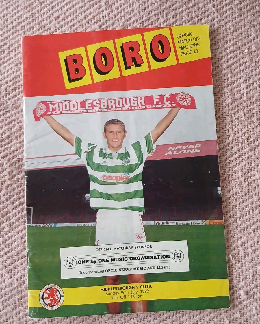 Middlesbrough v Celtic  1992 Mowbray Testimonial  for sale on Ebay
