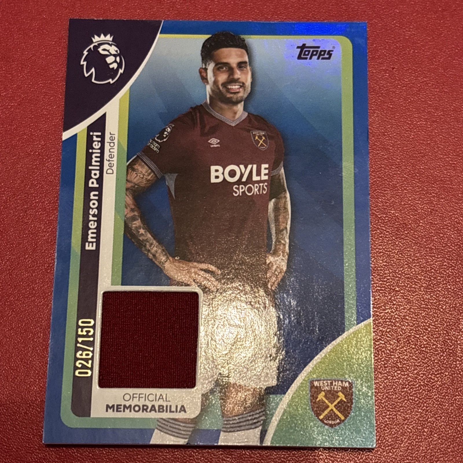 Topps Premier League 2025/2026 Relic Emerson Palmieri West Ham United 26/150 for sale on Ebay