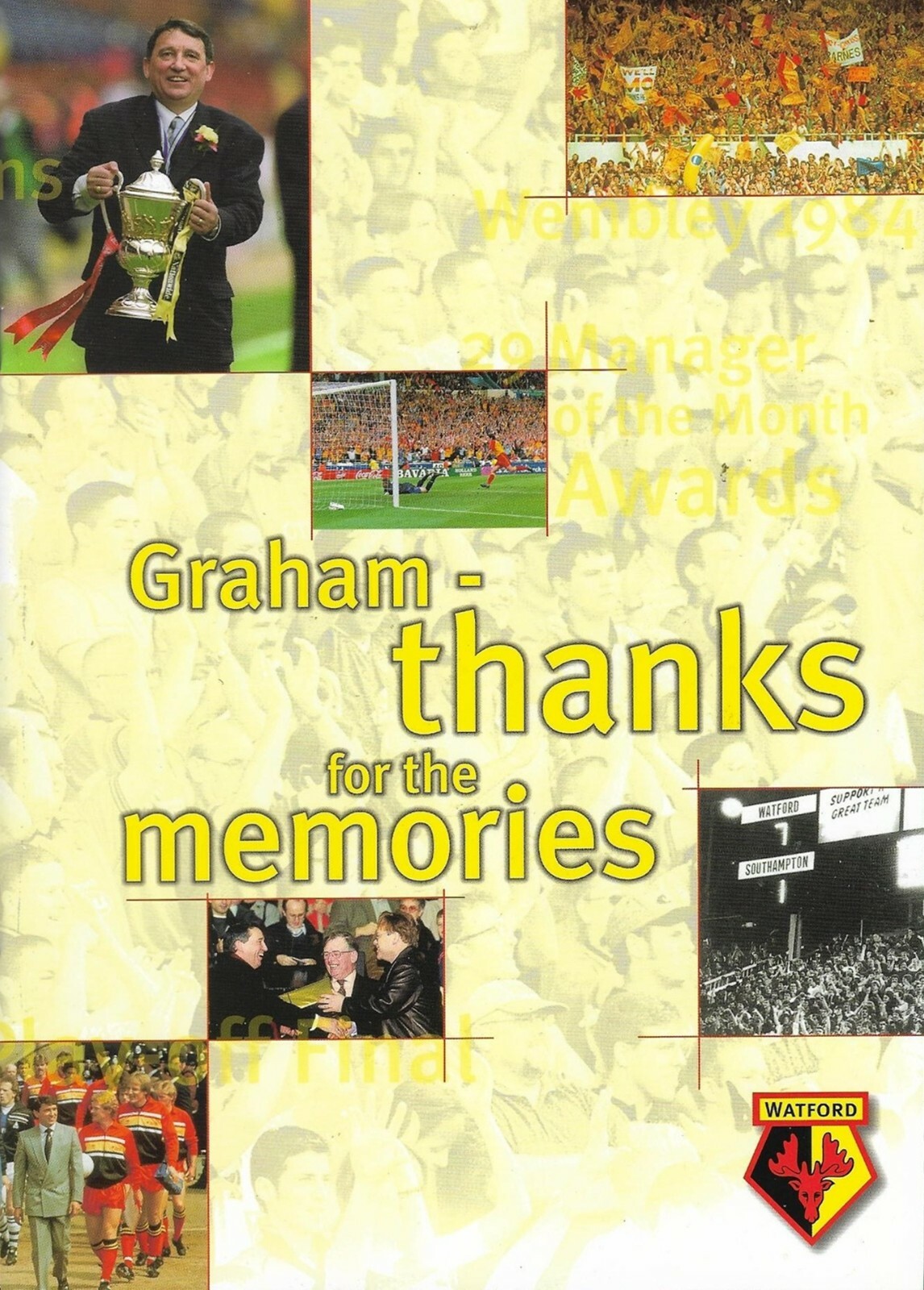 Watford v Tranmere Rovers. League D1. 2000/2001 GRAHAM TAYLOR FINAL MATCH for sale on Ebay