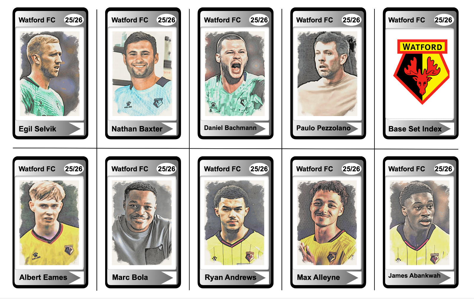 WATFORD FC - 25/26 ENGLISH CHAMPIONSHIP BASE SET - Trading Cards for sale on Ebay