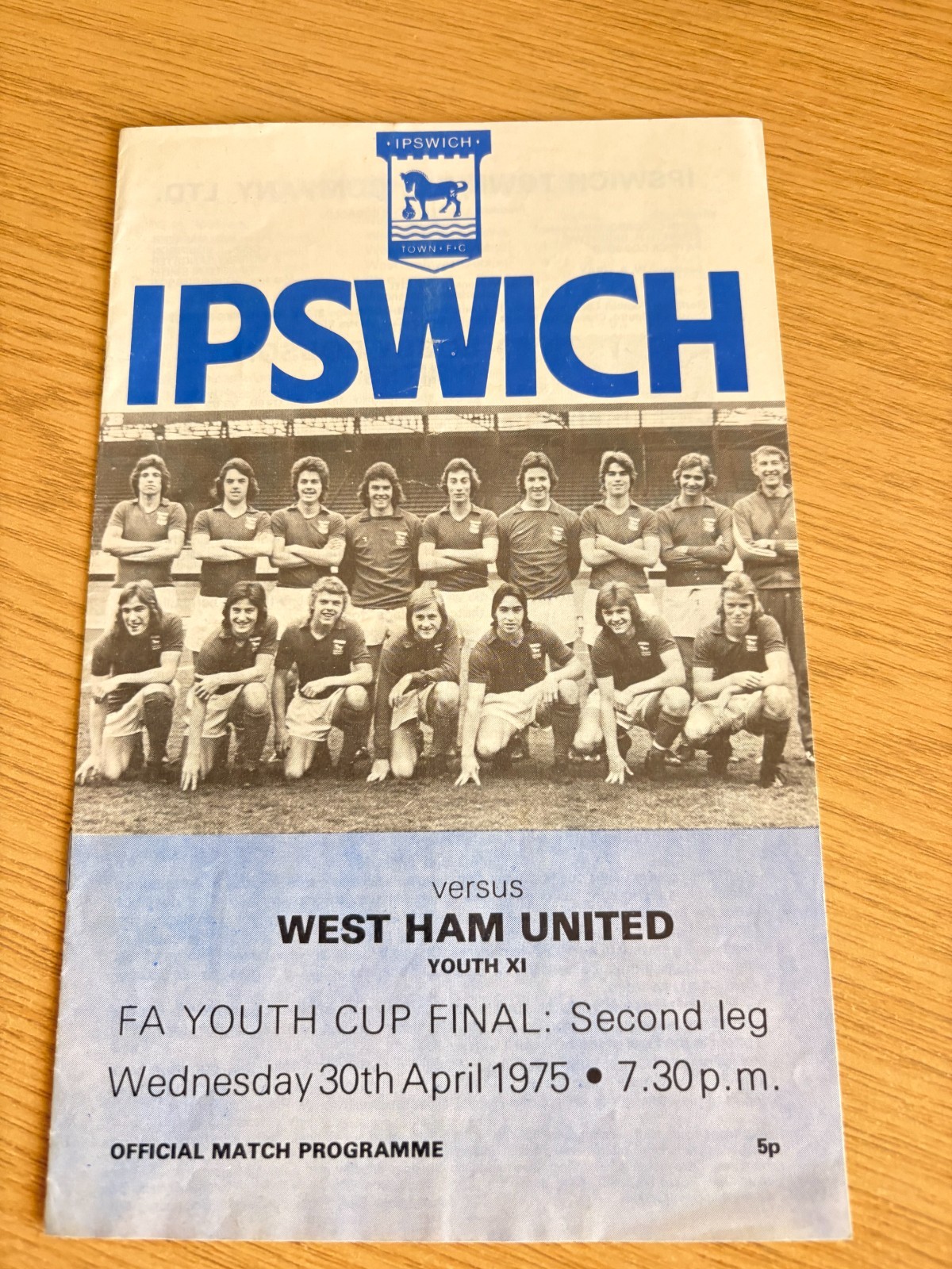 Ipswich Town v West Ham United 30/4/1975 FA Youth Cup Final 2nd leg for sale on Ebay