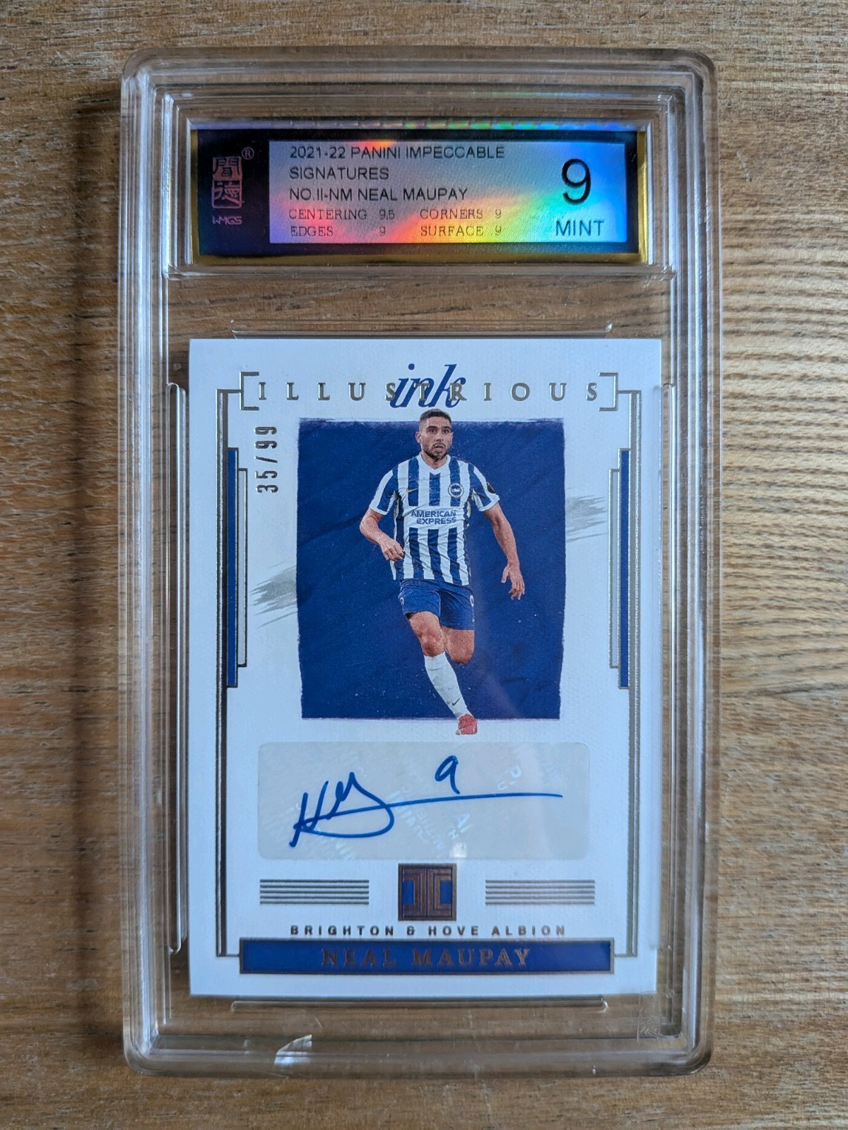 Neal Maupay Brighton Panini Impeccable Autograph Numbered /99 Graded Slab Card for sale on Ebay