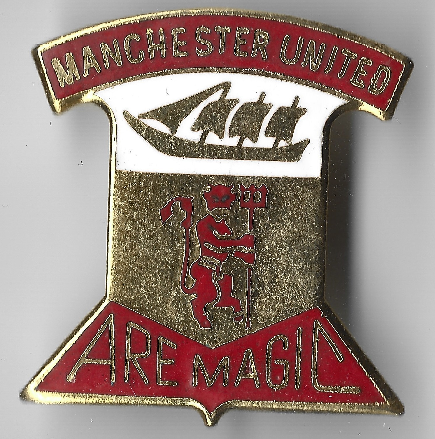 Vintage Manchester United Enamel Football Badge by W Reeves & Co for sale on Ebay