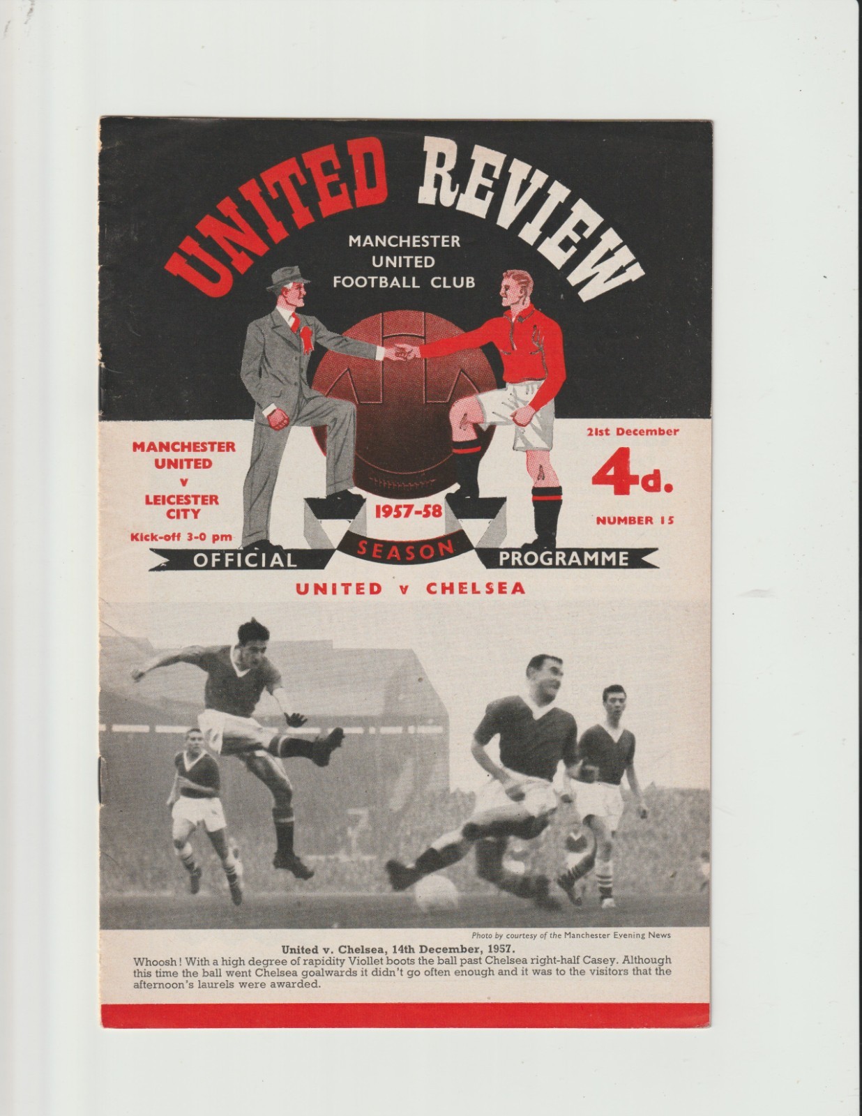 1957/58 Div.1.Manchester United v Leicester City. for sale on Ebay