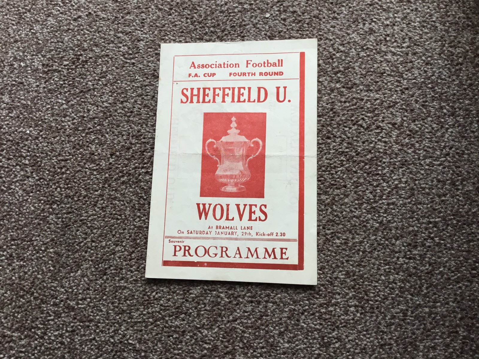 F.A. CUP SHEFFIELD UNITED  V WOLVERHAMPTON WANDERERS 29-JAN- 1949 ( PIRATE ) for sale on Ebay