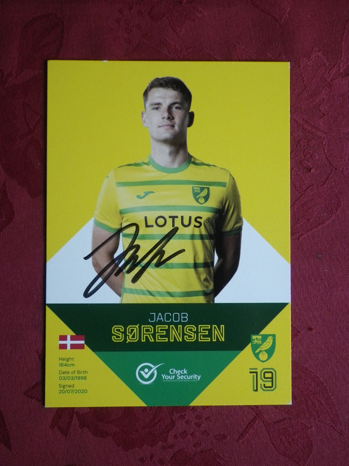 Jacob Sorensen Norwich City FC Signed Player Card for sale on Ebay