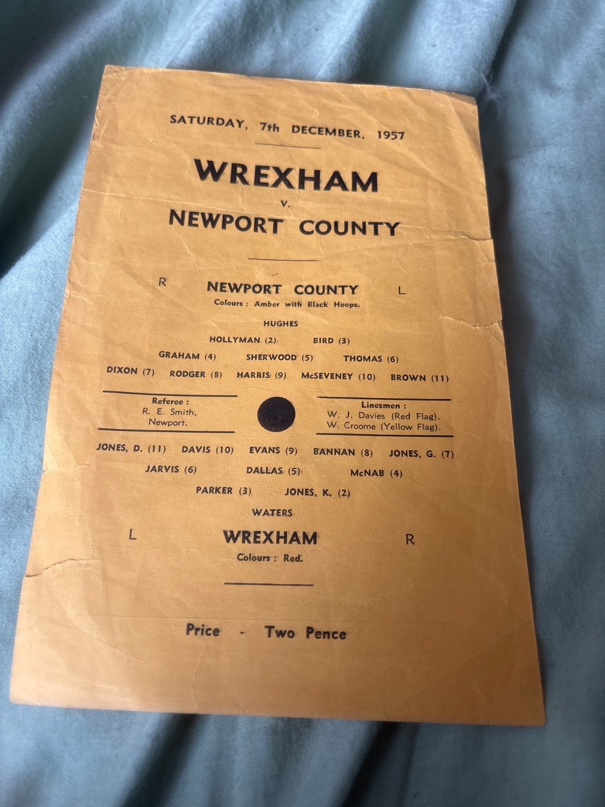 Newport County vs Wrexham friendly programme 1957/8 season for sale on Ebay