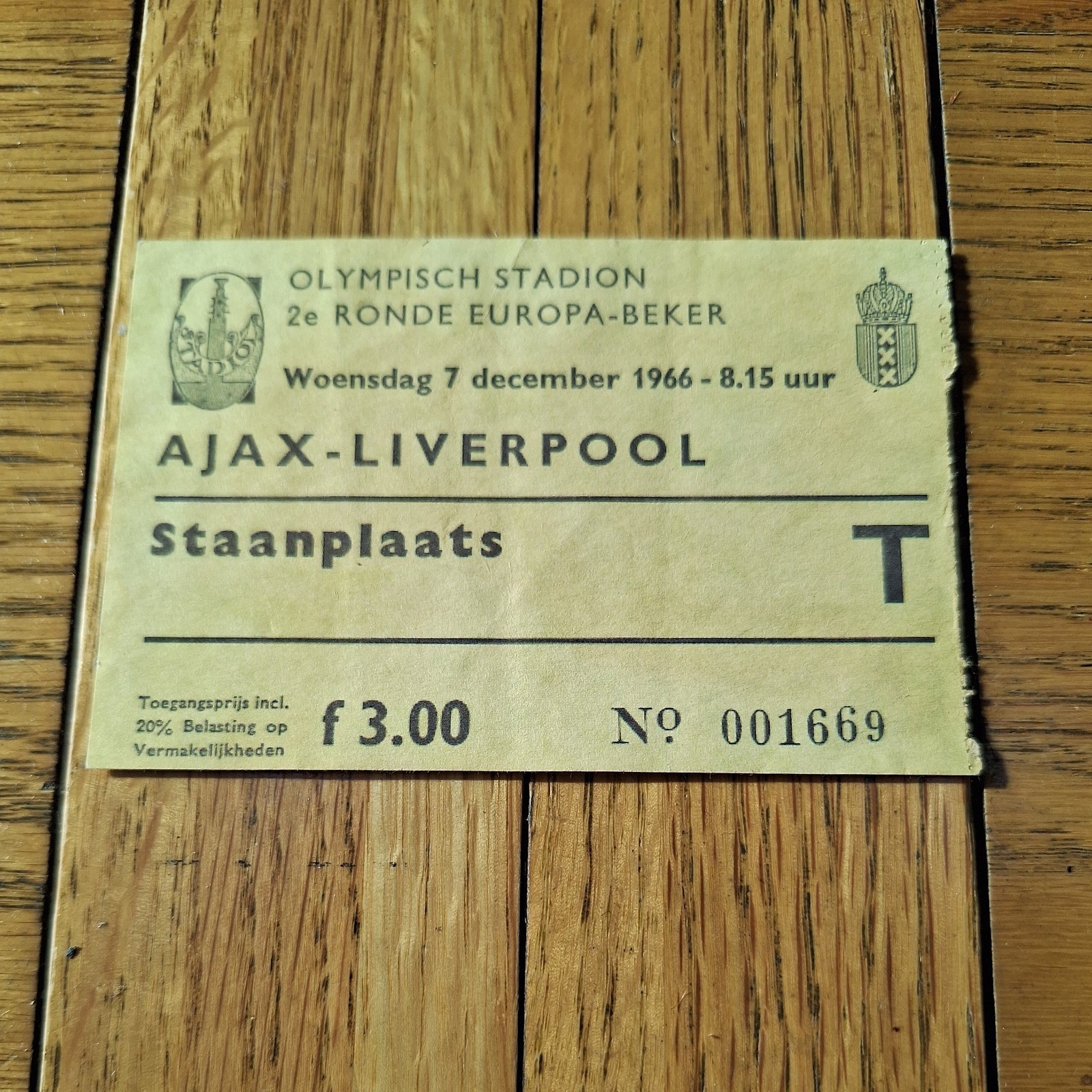 Ajax v Liverpool 1966 European Cup ticket stub  for sale on Ebay