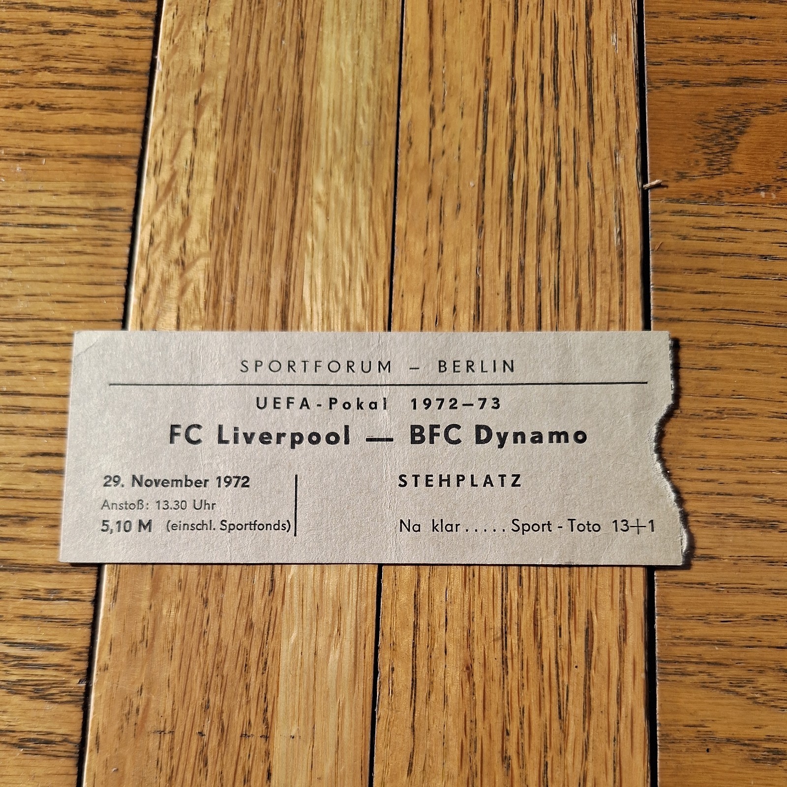 Dynamo Berlin v Liverpool 1972 UEFA Cup ticket stub  for sale on Ebay