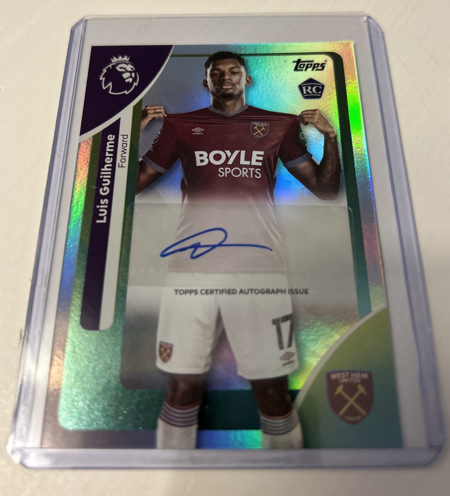 Topps 2026 Premier League Luis Guilherme Autograph Rookie Card West Ham for sale on Ebay