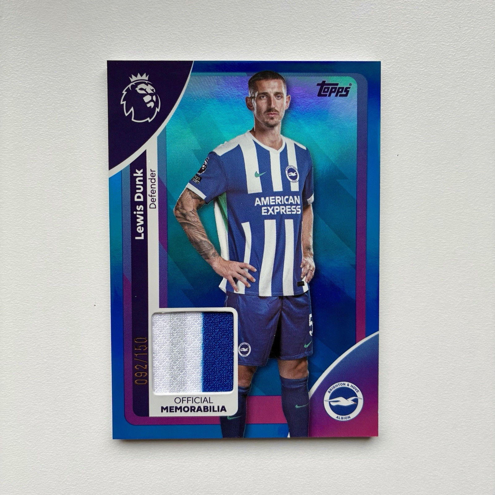 Topps Premier League 2026 Lewis Dunk Blue Player Worn Patch /150. Brighton for sale on Ebay