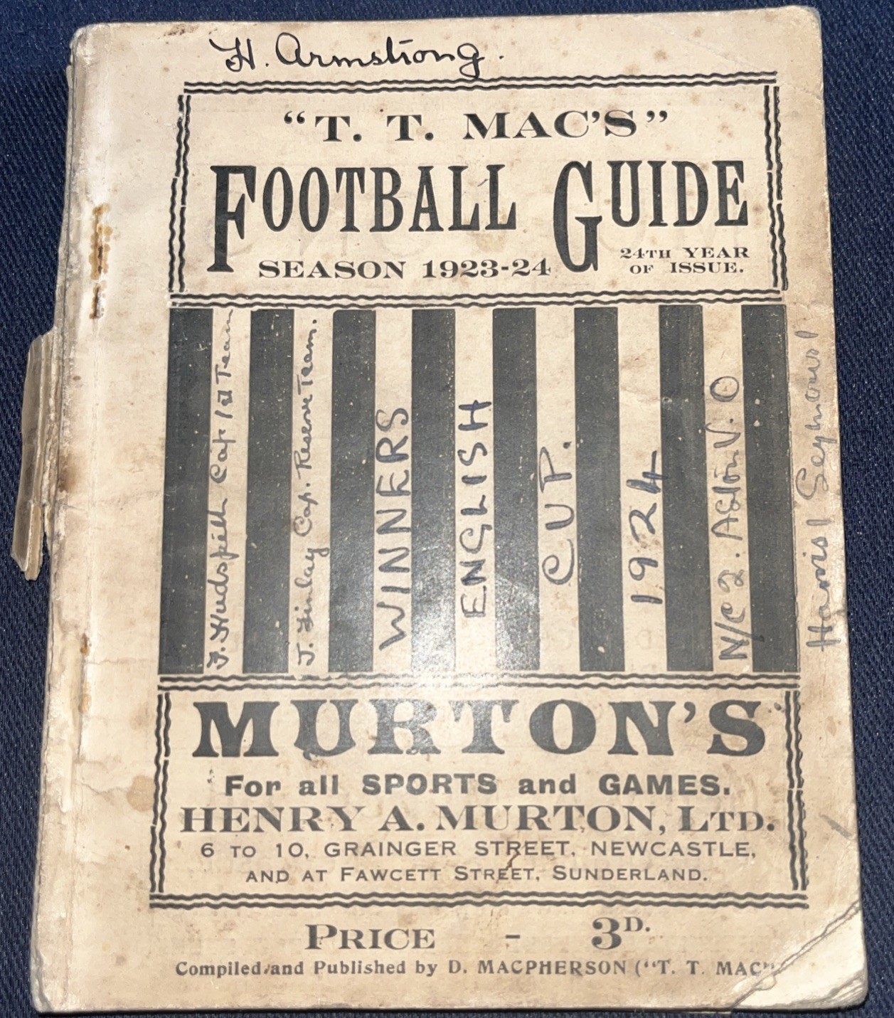 T T Mac’s pocket book of Division 1 fixtures 1923/4 Newcastle, Sunderland + more for sale on Ebay