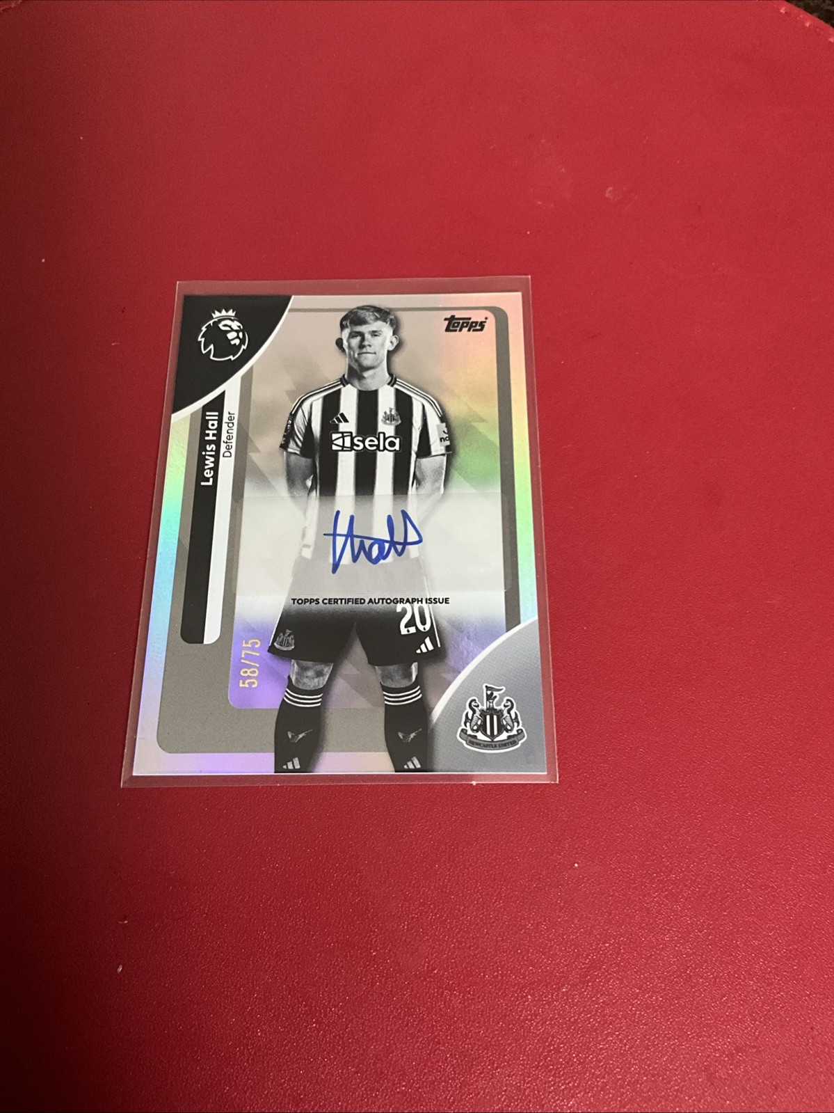 Topps Premier League 2025/2026 Newcastle United Lewis Hall 58/75 Auto Card for sale on Ebay