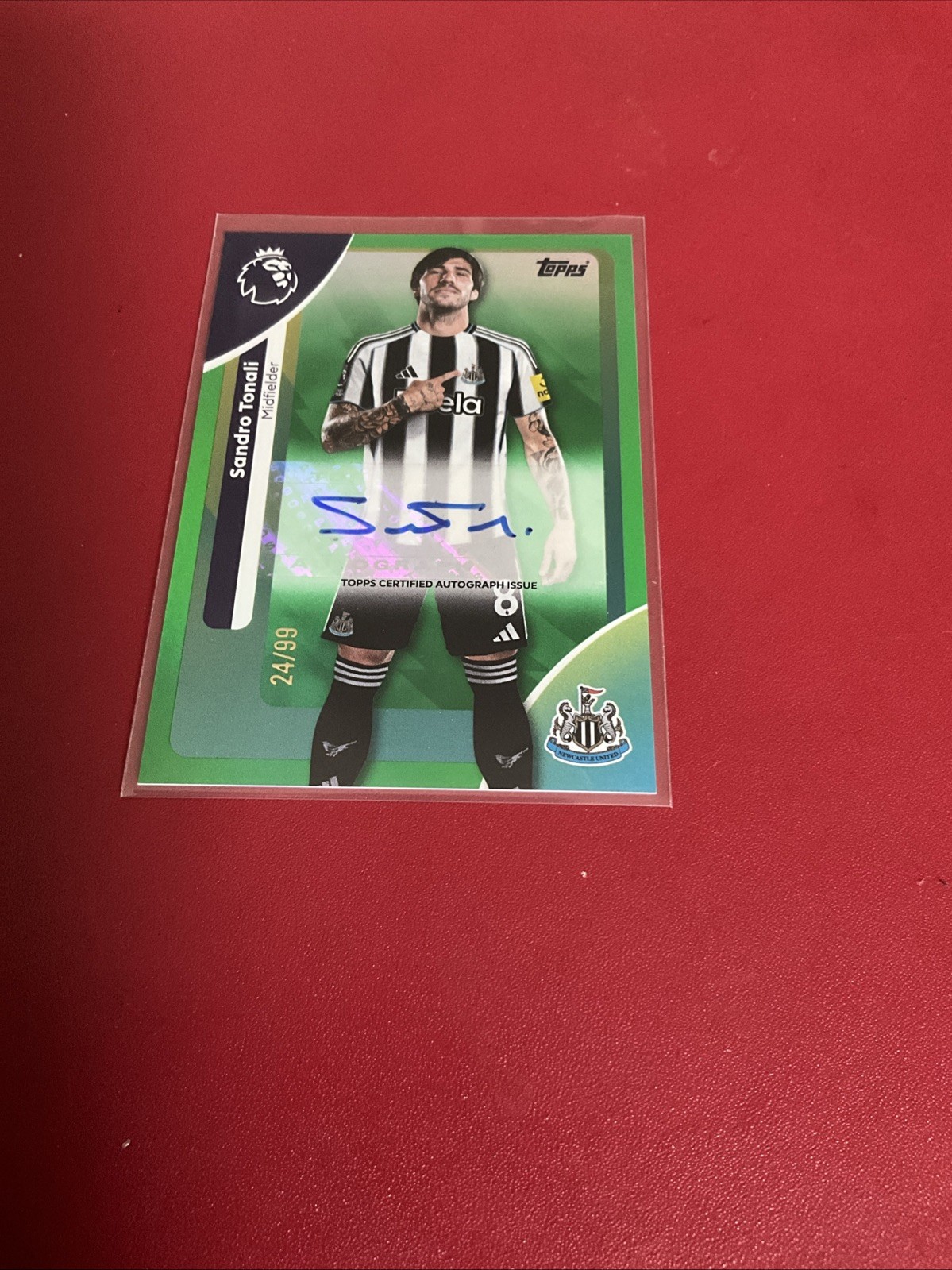 Topps Premier League 2025/2026 Newcastle Sandro Tonali 24/99 Autograph Card for sale on Ebay
