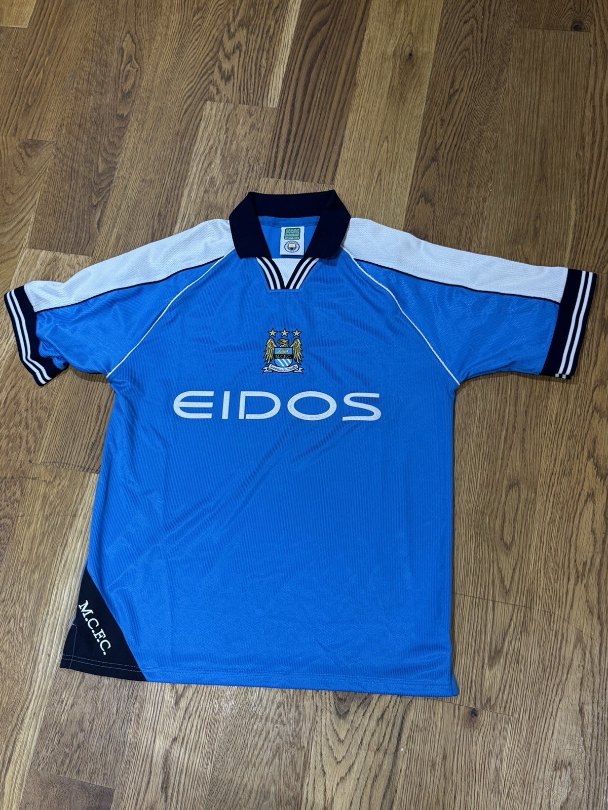 Manchester City 1999-2001 Home Football Shirt Score Draw Large Men’s Retro Top for sale on Ebay