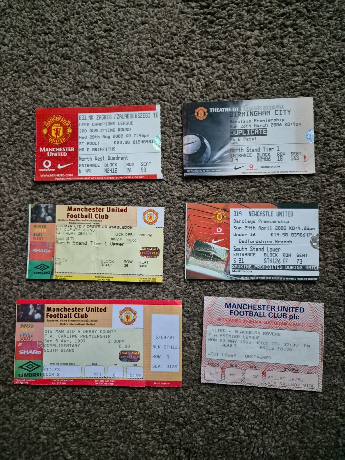 Manchester United Match Tickets x 6 for sale on Ebay