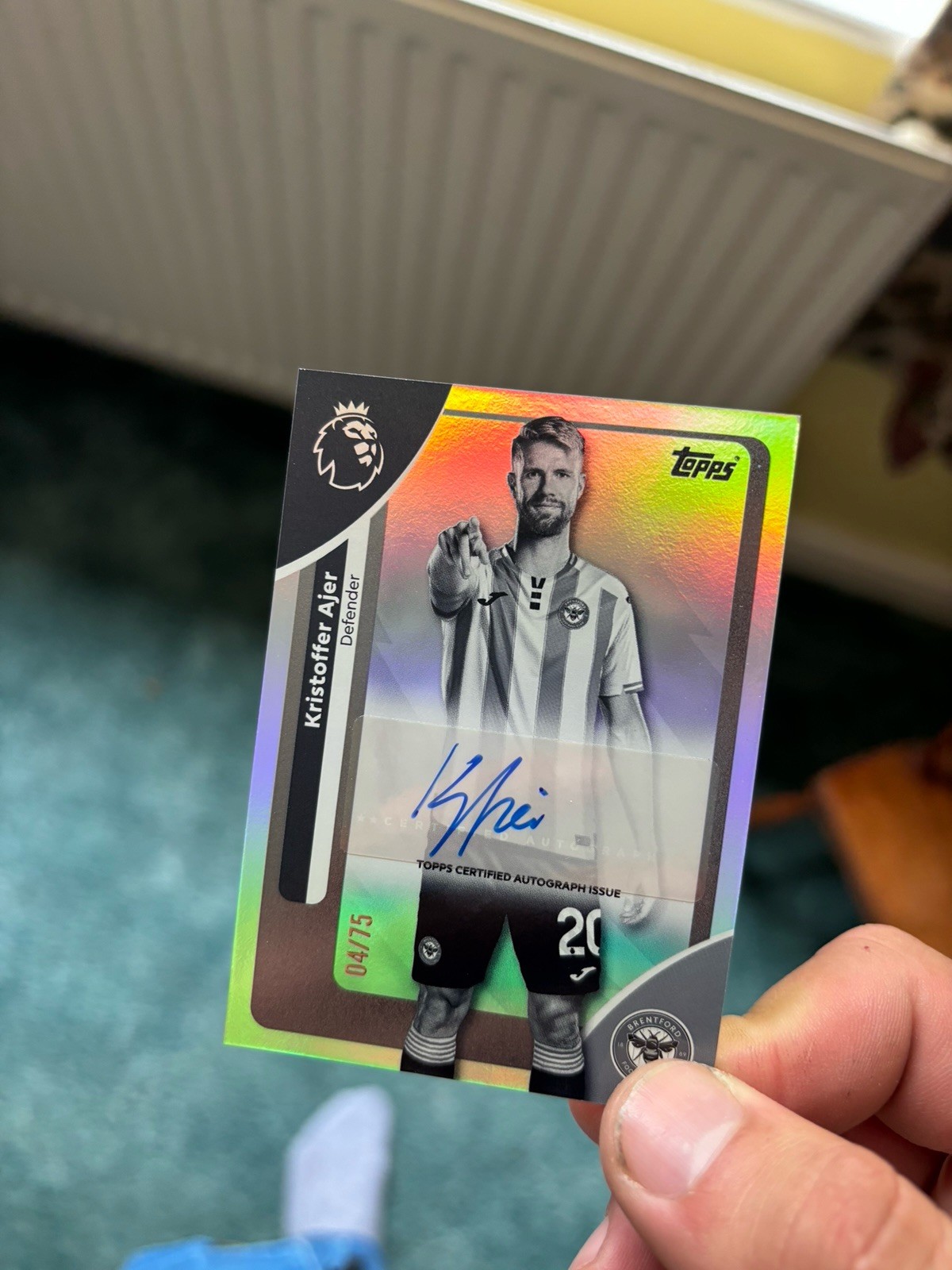 Topps Premier League 2026 Kristoffer Ajer Black & White Auto /75 . Brentford for sale on Ebay