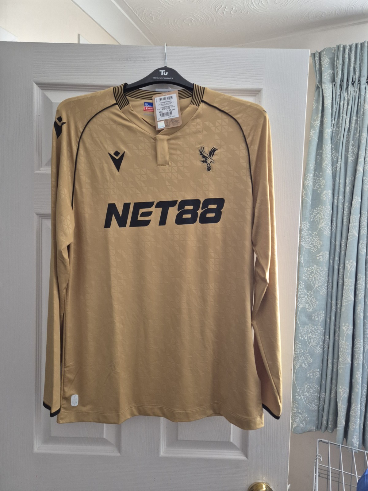 Crystal Palace 2025-26 Macron Body Fit Gold Eagle Away Shirt Long-sleeved - XXL for sale on Ebay