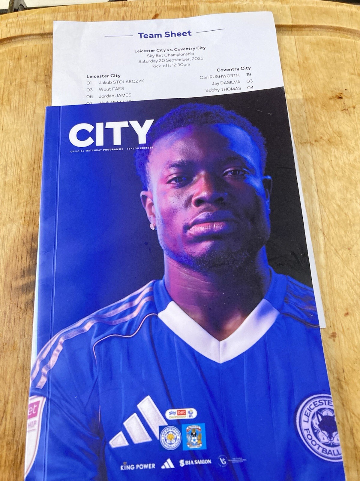 Leicester City v Coventry City - 20.09.2025- Programme & Team Sheet. for sale on Ebay
