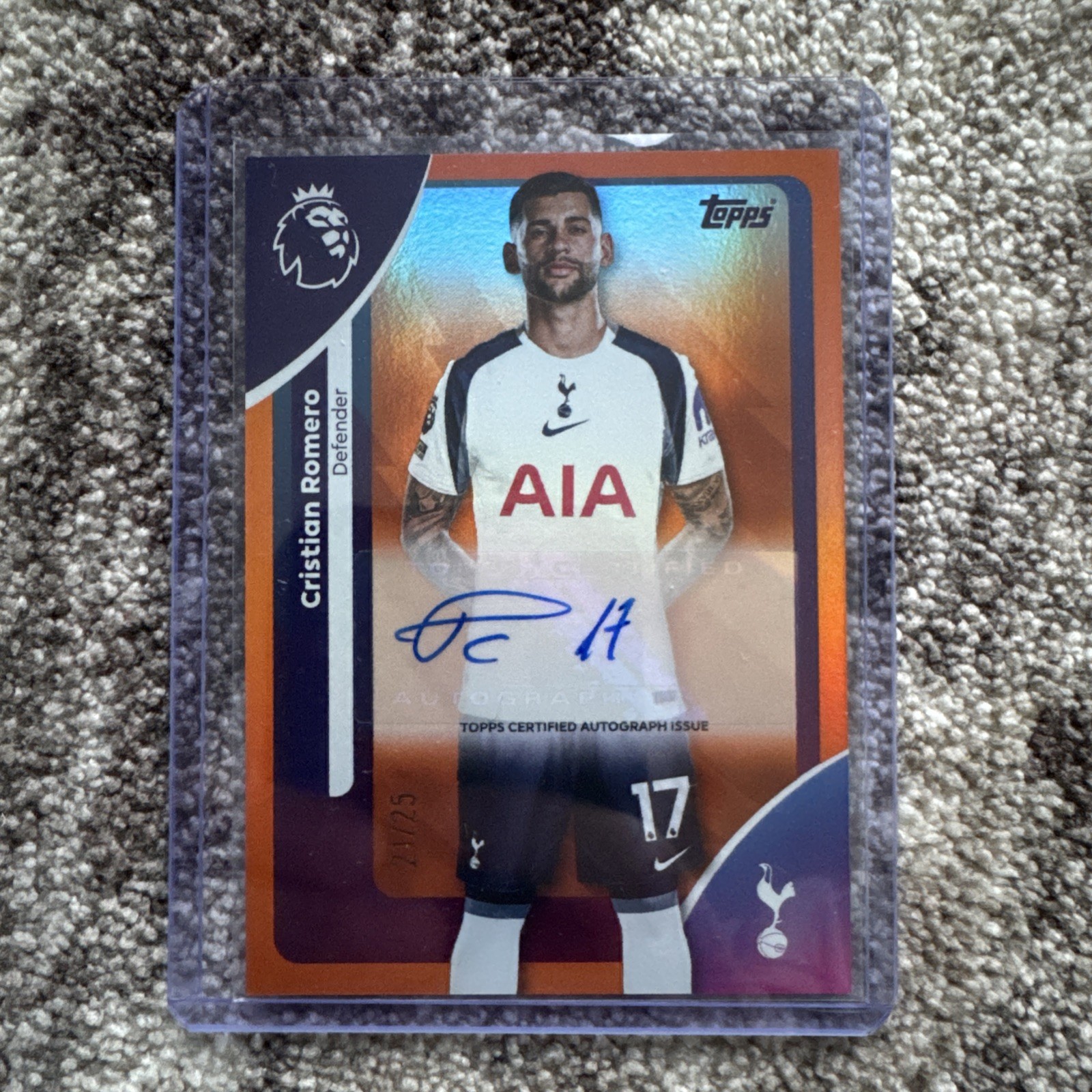 Topps Premier League 2026 cristian romero tottenham orange parallel auto 21/25 for sale on Ebay