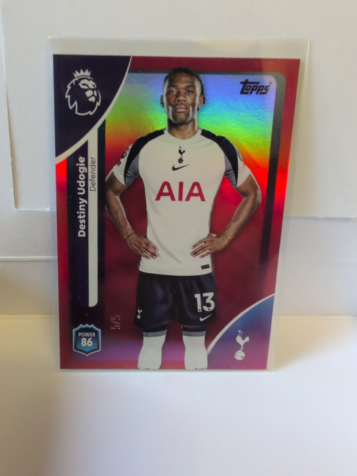 Topps Premier League 25/26 Destiny Udogie 5/5 Numbered Parallel Card Tottenham for sale on Ebay