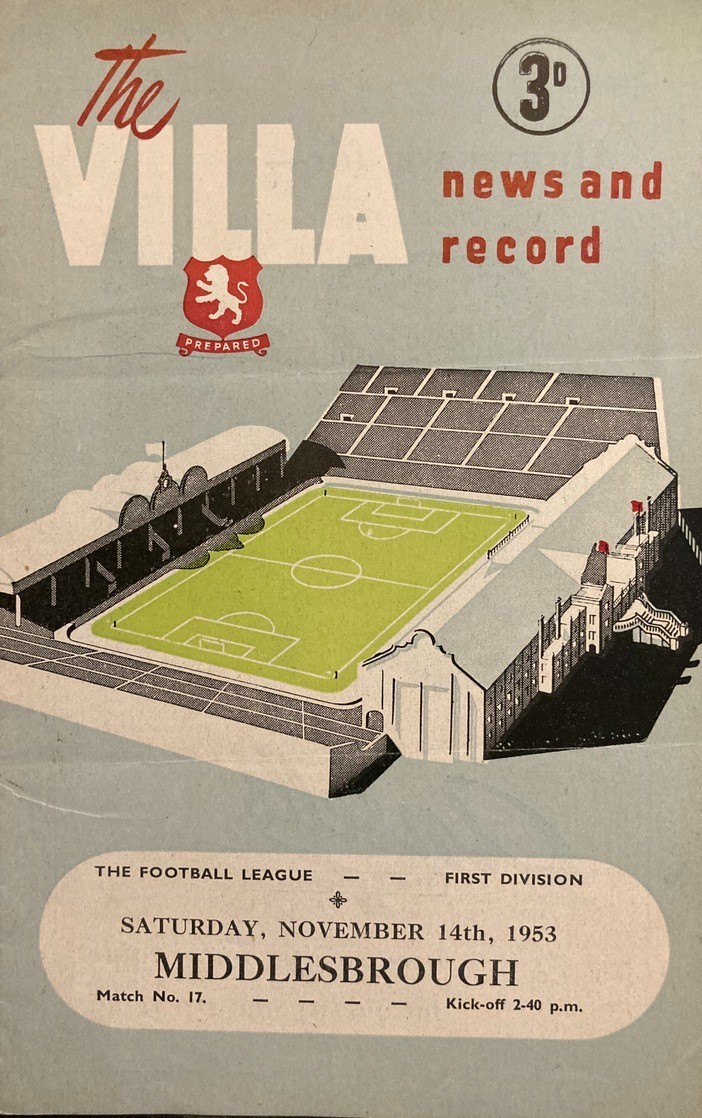 Aston Villa v Middlesbrough Div 1 1953/54 for sale on Ebay