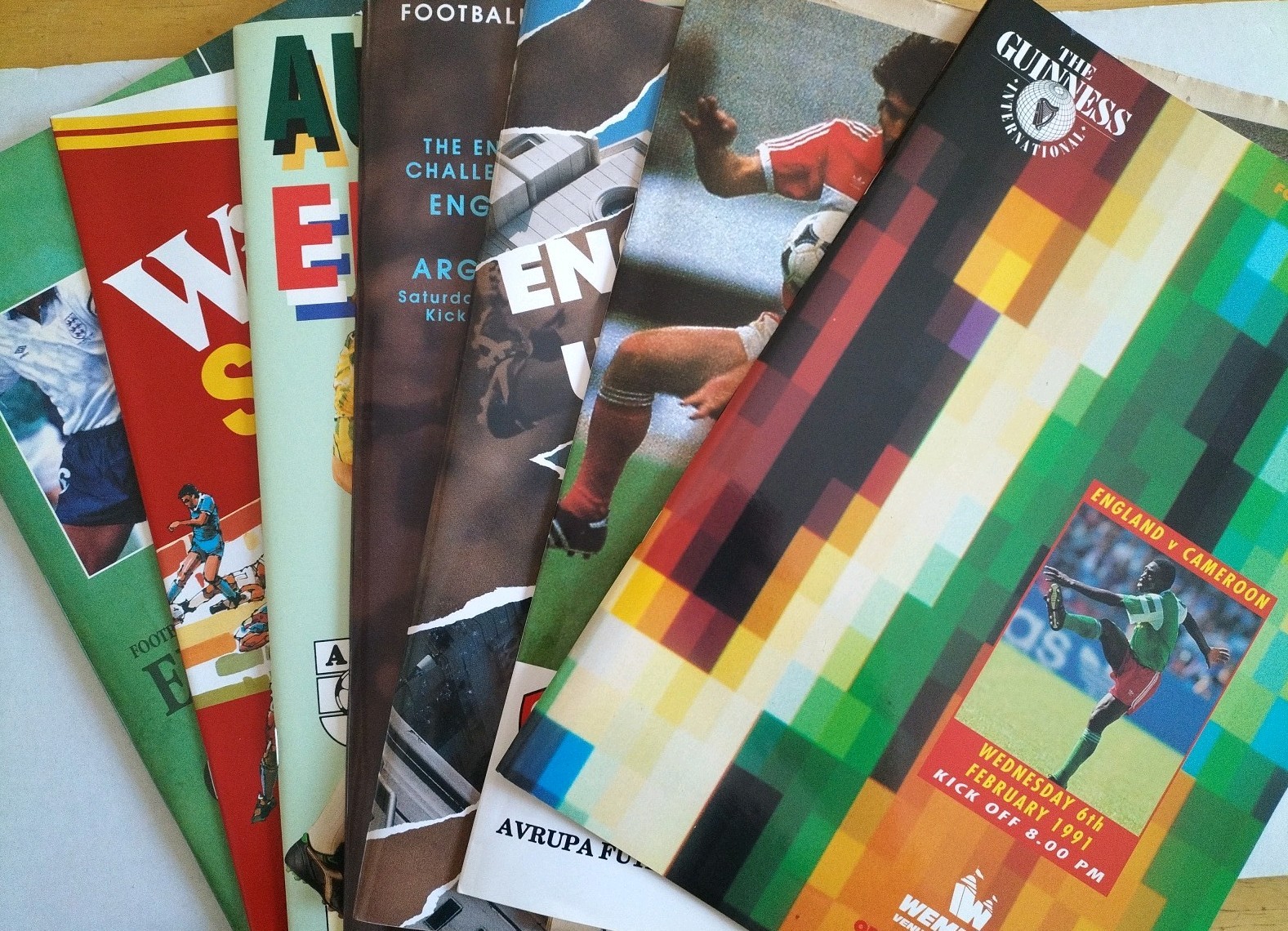 England National Football Team Programmes 1991 x 7 Bundle Job Lot for sale on Ebay